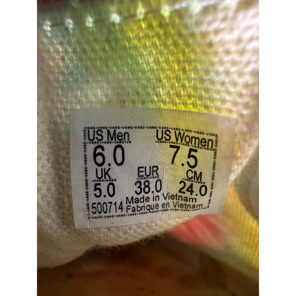 Vans Asher Tie Dye Slip On Shoes Multi Color Spiral Canvas Sneakers Womens 7.5‎ - Picture 4 of 14
